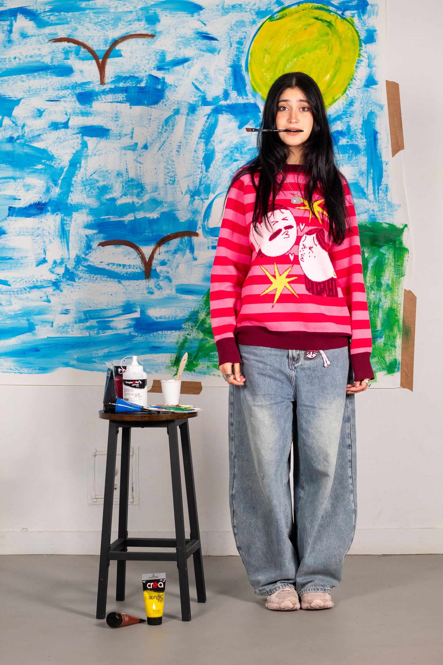 Graphic Knit "DOUBLE DEBILOS" Pink ( pre-order)