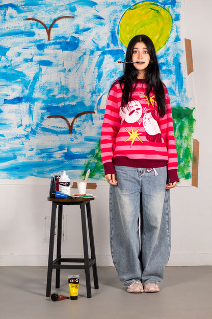 Graphic Knit "DOUBLE DEBILOS" Pink ( pre-order)