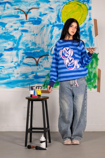 Graphic Knit "DOUBLE DEBILOS" Blue ( pre-order)