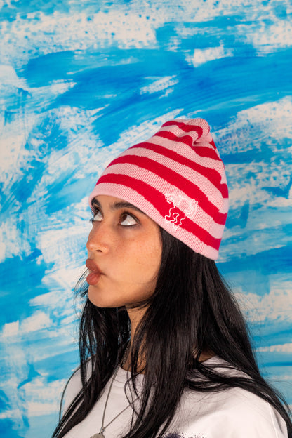 Stripe Beanie "RAYURES DE DEBILE" Pink (pre-order)