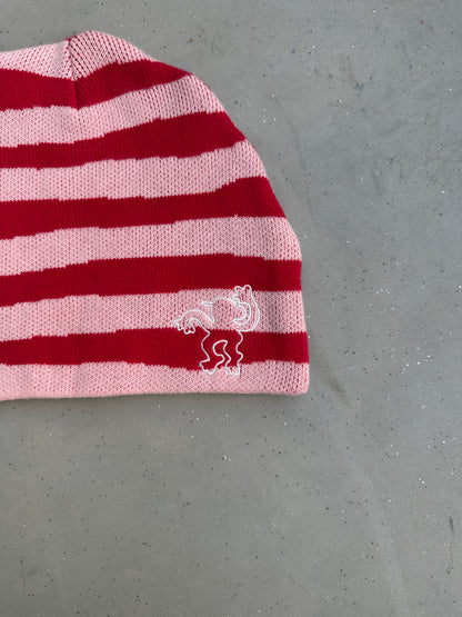Stripe Beanie "RAYURES DE DEBILE" Pink (pre-order)